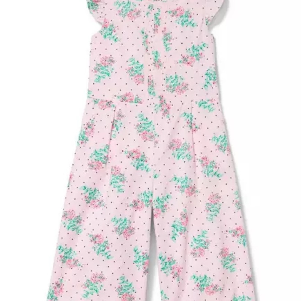 Janie and Jack Pink Floral Wide-Leg Jumpsuit